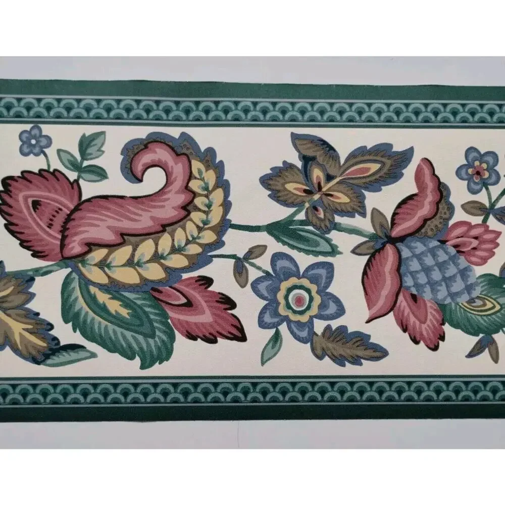 Fashon Pre-pasted Decorative Wall Border - Green Maroon Blue - 5yds - 6.75
